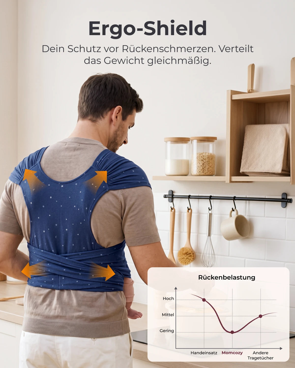 Einfach freihändig zu tragen - Babytragetuch