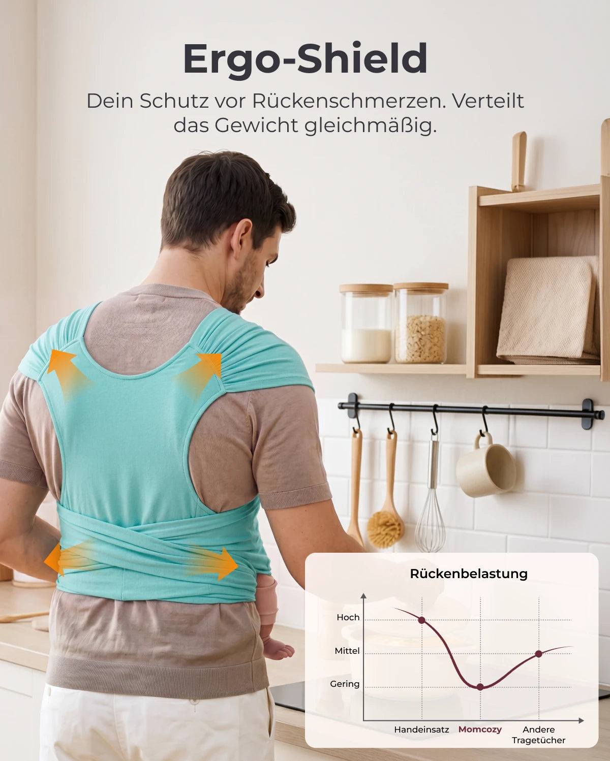 Einfach freihändig zu tragen - Babytragetuch