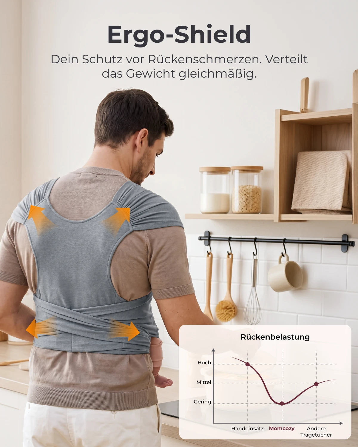 Einfach freihändig zu tragen - Babytragetuch