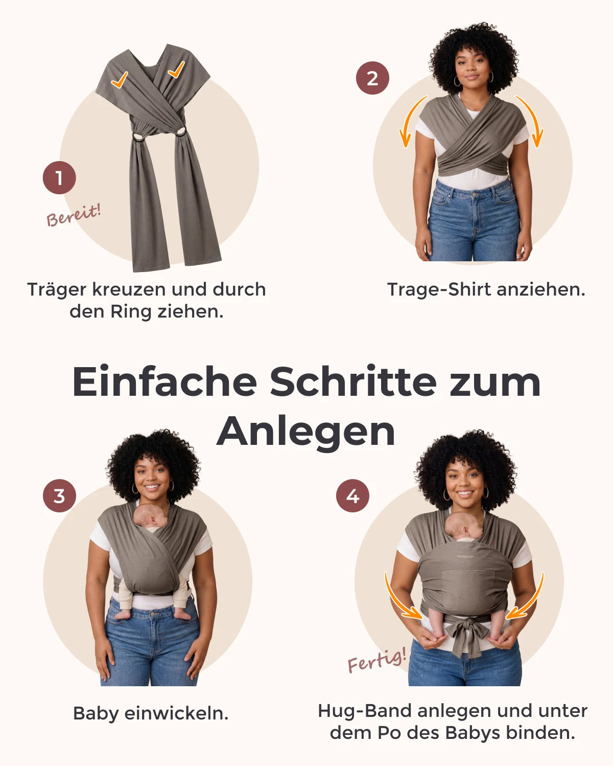 Easy to Wear Hands Free - Baby Wrap Carrier