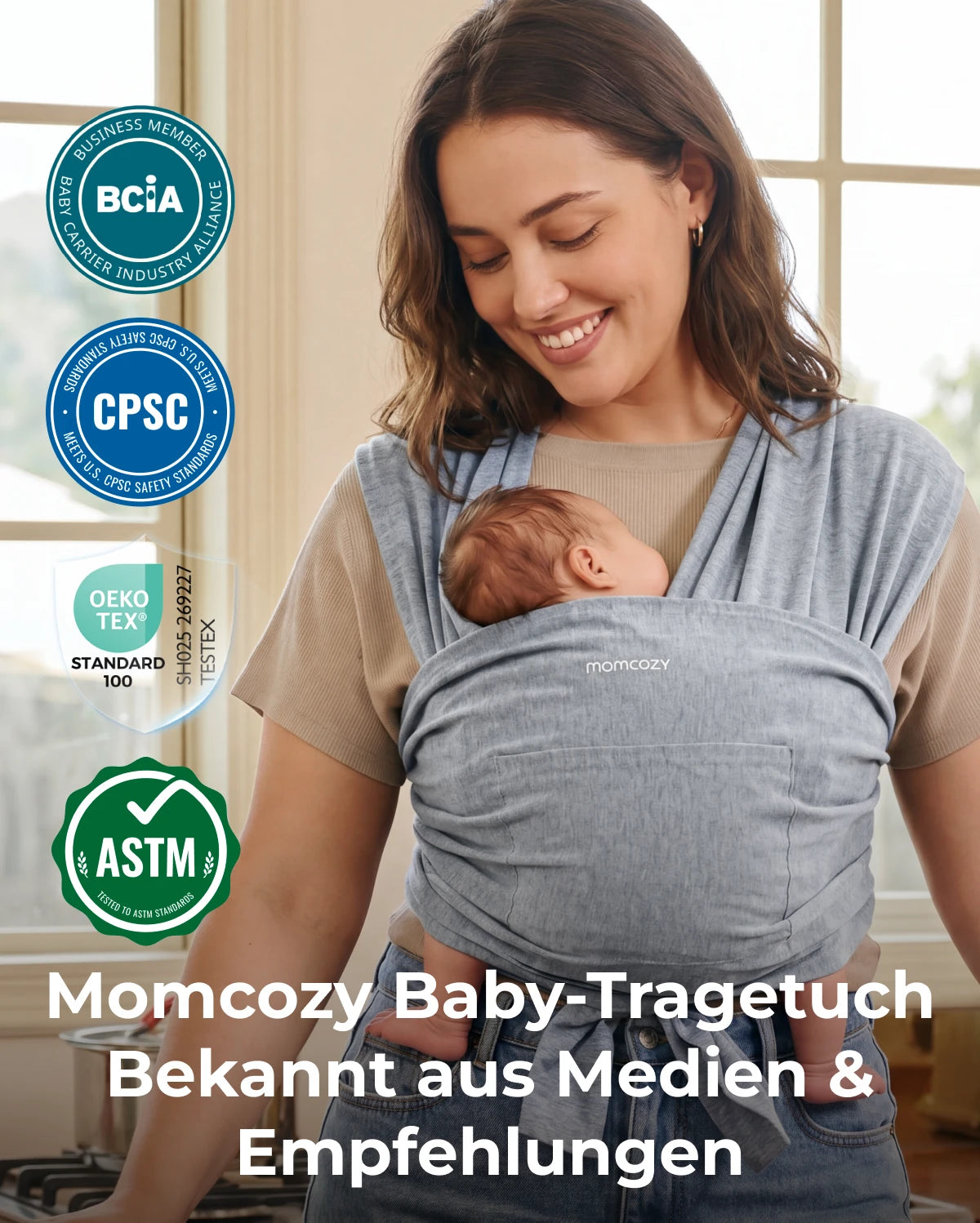 Einfach freihändig zu tragen - Babytragetuch