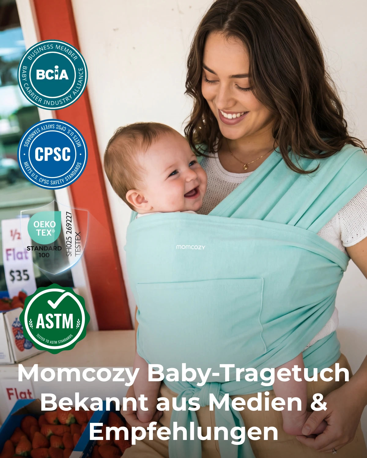 Einfach freihändig zu tragen - Babytragetuch