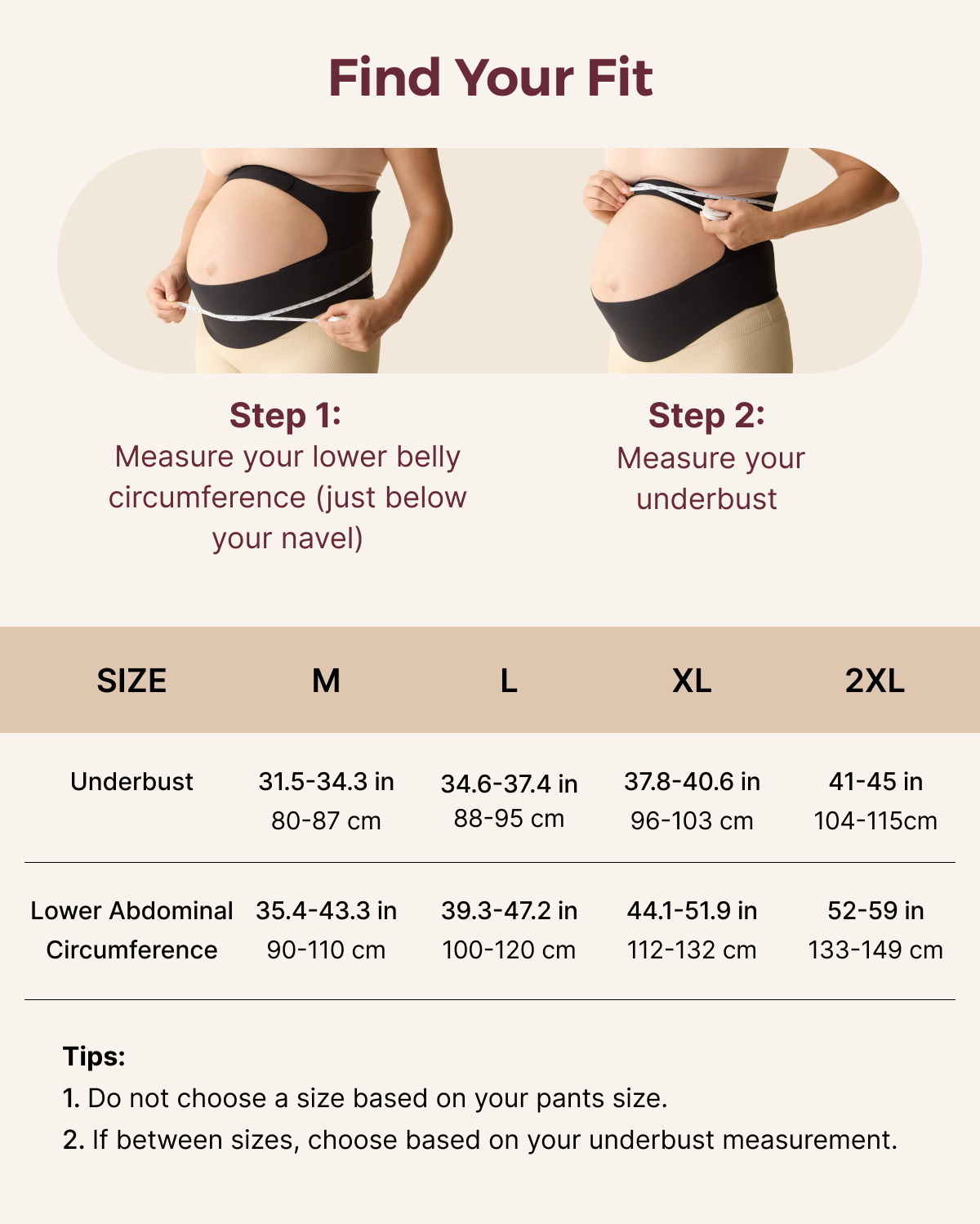 Find Your Fit: Messanleitung in zwei Schritten und Größentabelle für das Bauchband