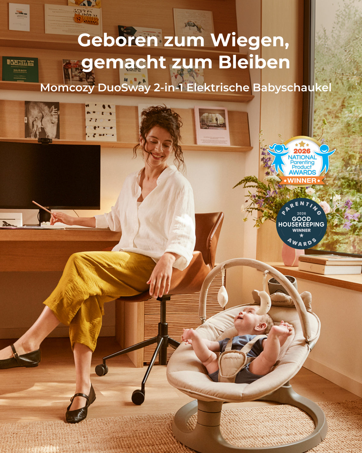 Momcozy 2-in-1 elektrische Babyschaukel