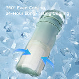 Green portable breast milk cooler with ice, features 360° even cooling for 24 hours.