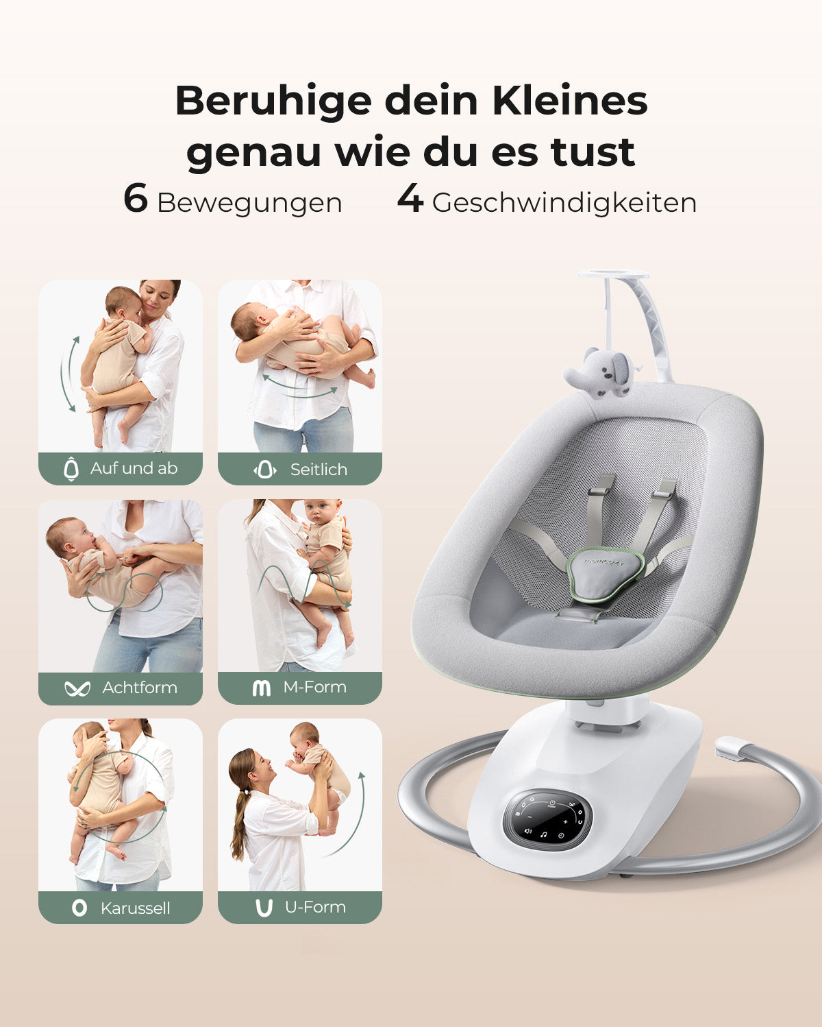 Momcozy CocoSway 3D-Motion Elektrische Babyschaukel