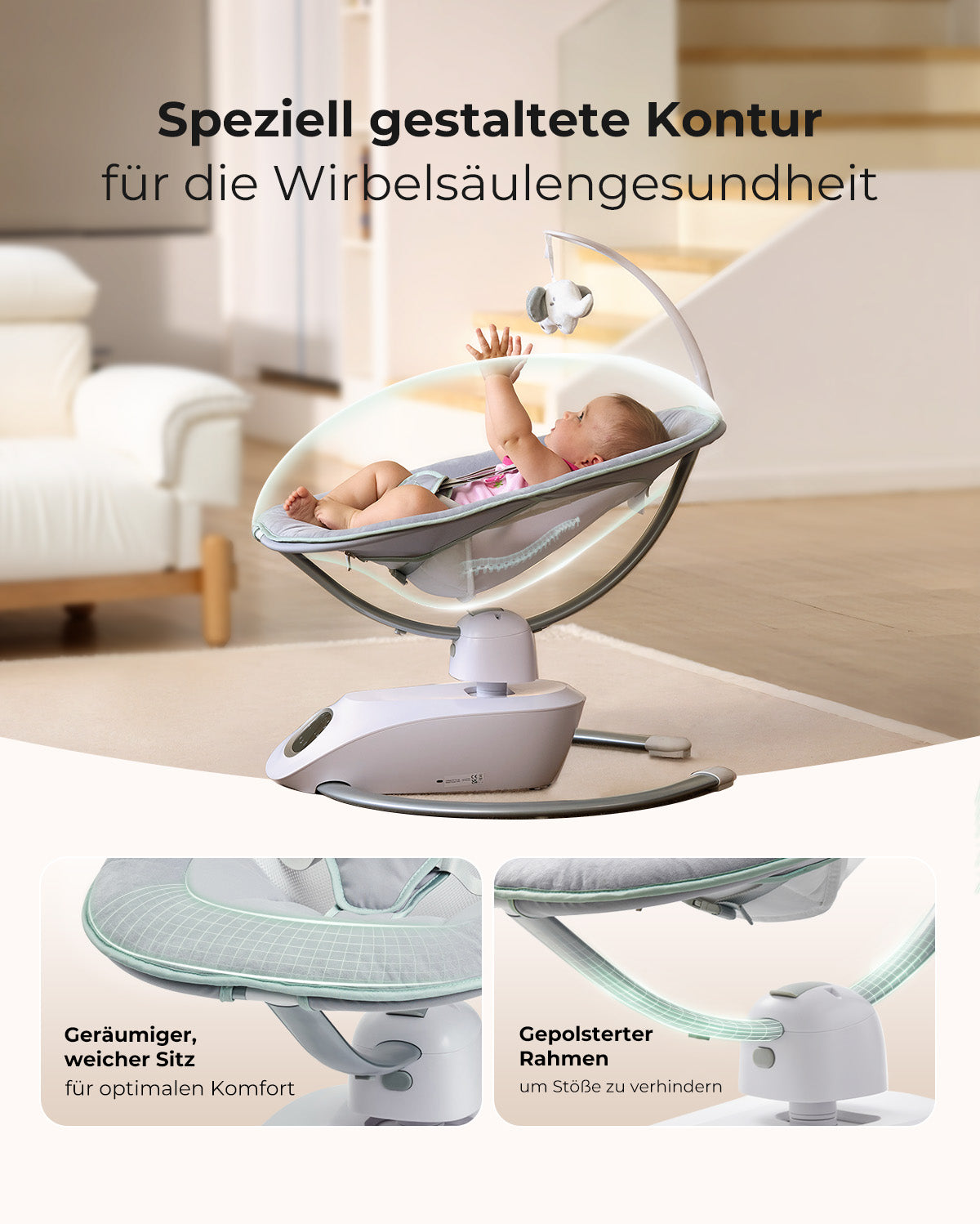 Momcozy CocoSway 3D-Motion Elektrische Babyschaukel