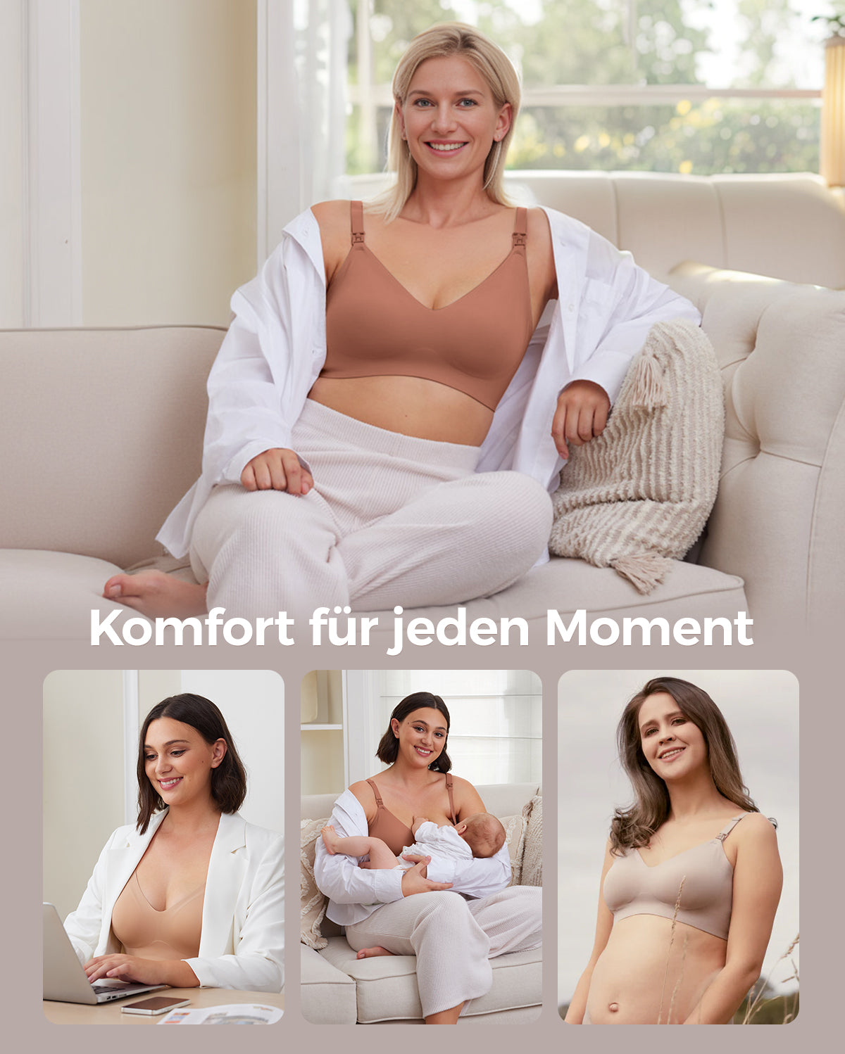 Pregnancy, nursing, work, relaxation: YN21 Ultra Soft Seamless Nursing Bra offers versatile comfort. M5 pump compatible.