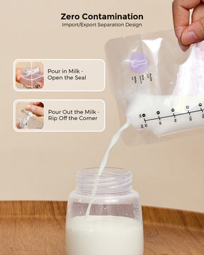 V1 Beutel Bundle: V1 freihändige Milchpumpe und Aufbewahrungsbeutel für Muttermilch