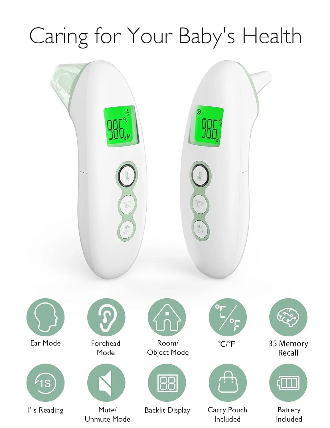 Momcozy Kontaktloses Stirn- und Ohrthermometer