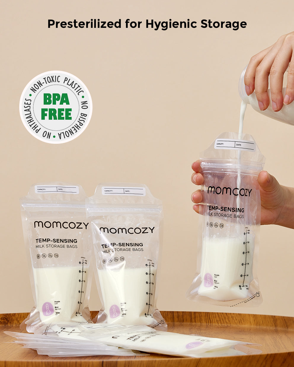 V1 Beutel Bundle: V1 freihändige Milchpumpe und Aufbewahrungsbeutel für Muttermilch