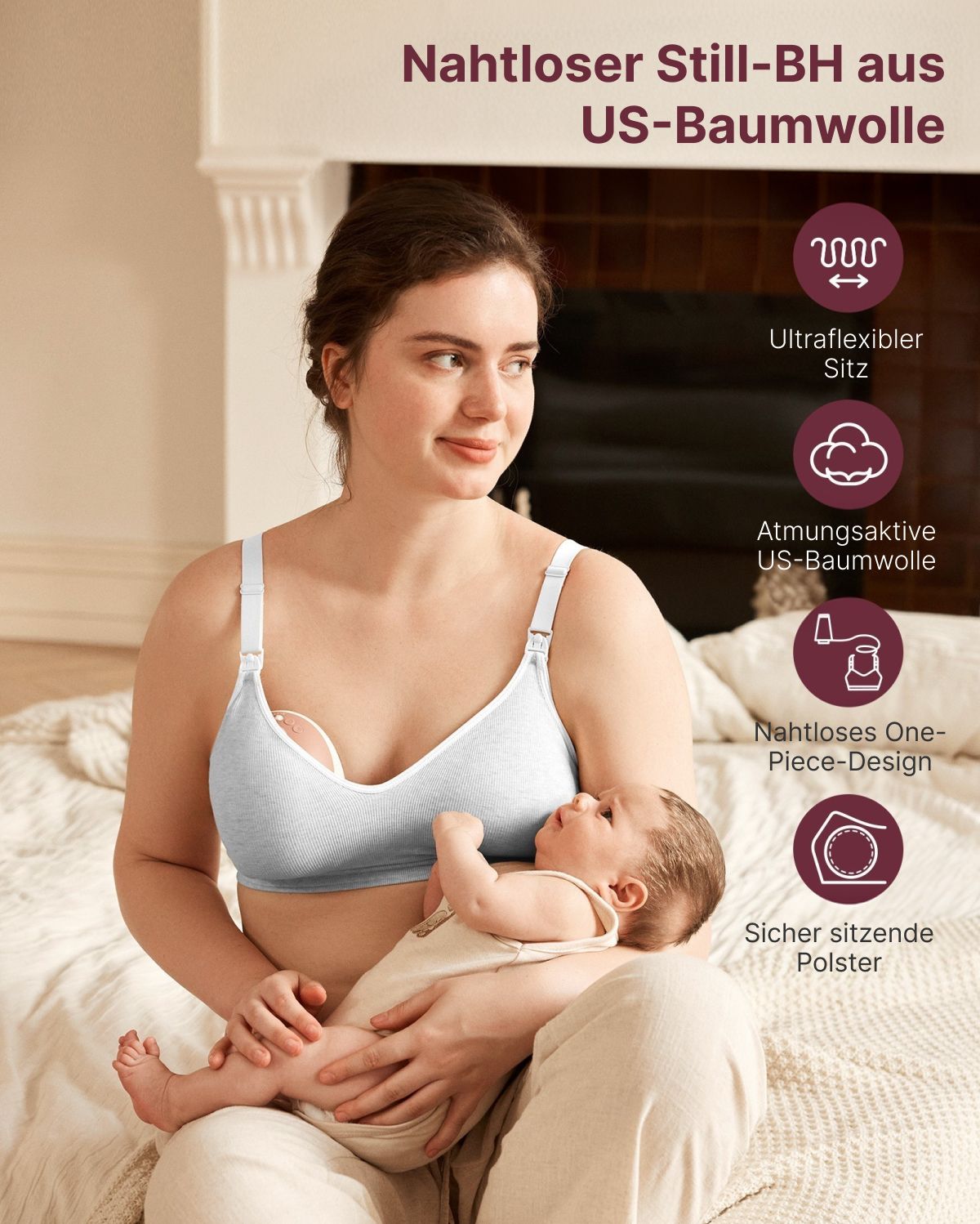 Momcozy Weicher U.S. Baumwolle Nahtloser Mutterschafts-BH