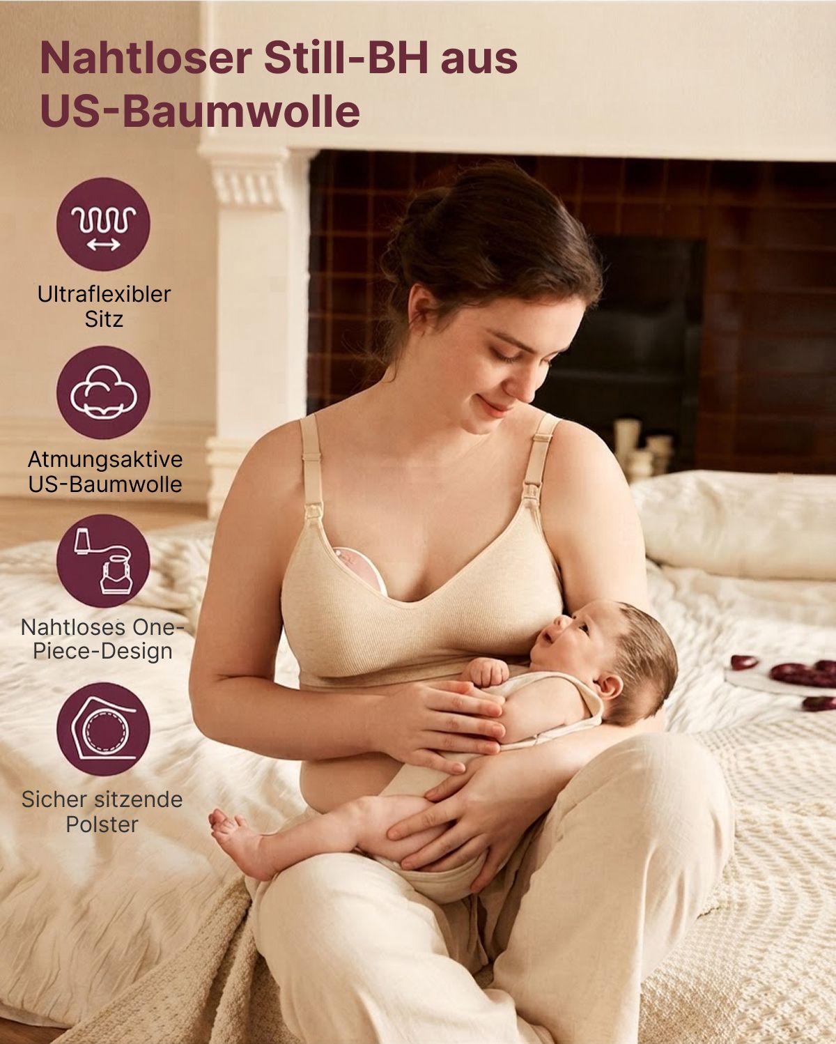 Momcozy Weicher U.S. Baumwolle Nahtloser Mutterschafts-BH