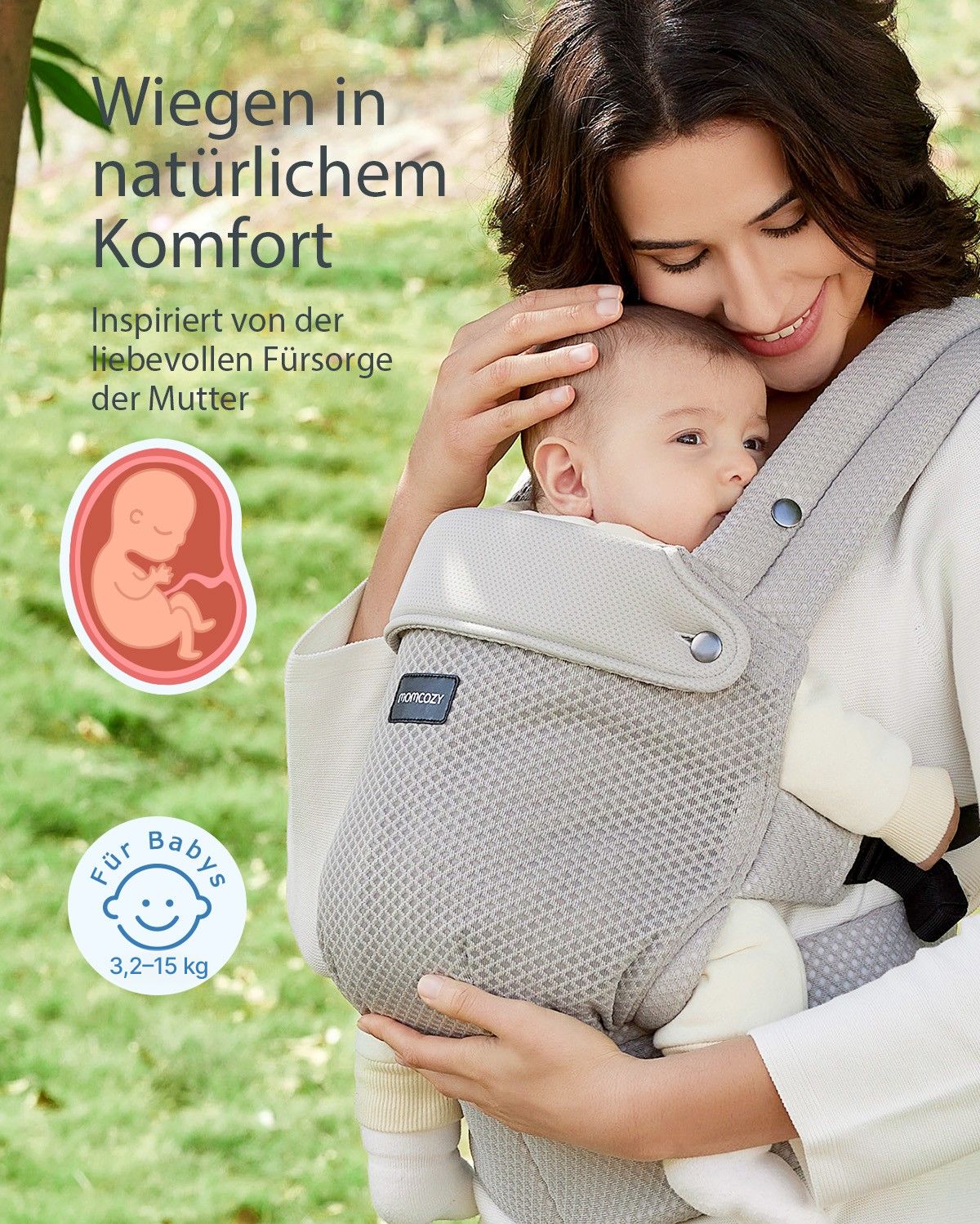 Momcozy PureHug Babytrage - Ergonomisch, gemütlich und federleicht